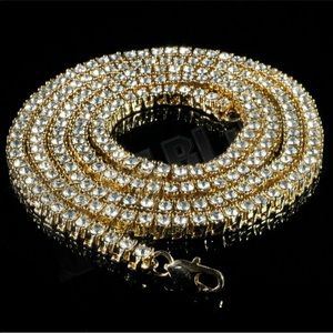 14k Yellow Gold Lab Diamond Tennis Chain Necklace